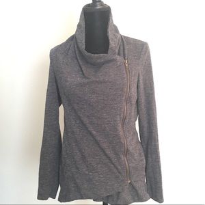 Zip front light weight Moto jacket marled grey